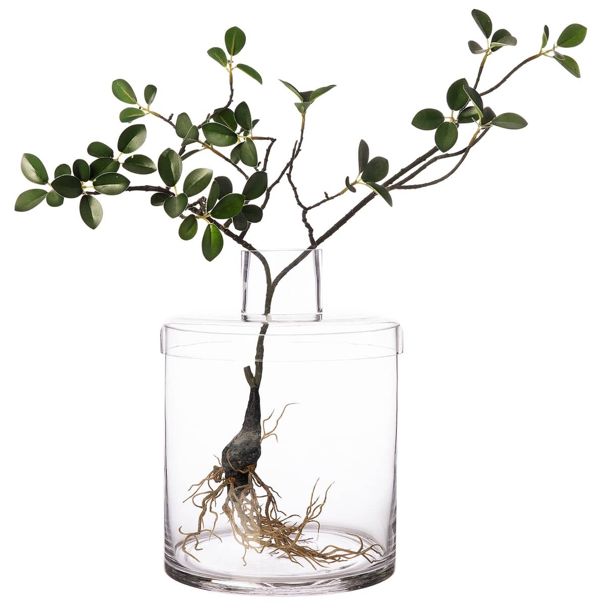 Glasvas med lock, 28 cm