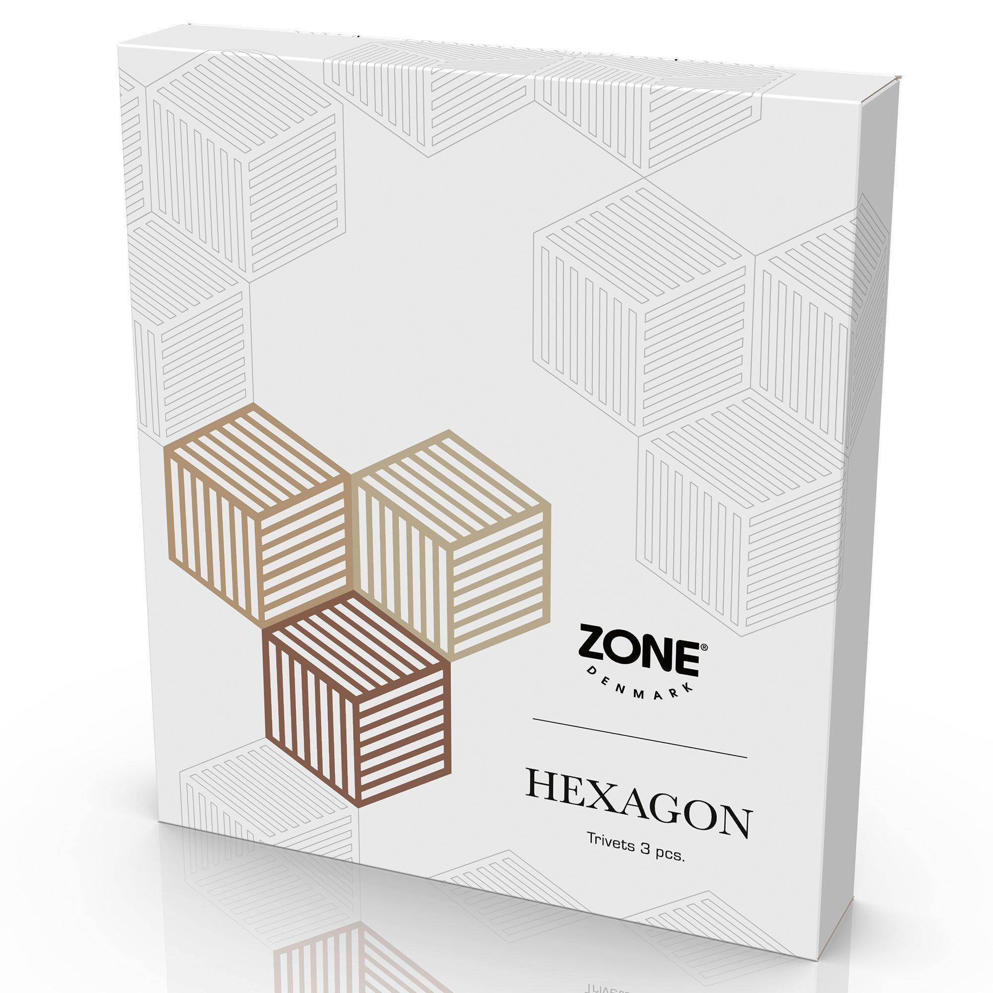 Alternativ bild 1 för Zone - Hexagon Grytunderlägg 3-pack 16 cm Khaki/Warm sand/Almond