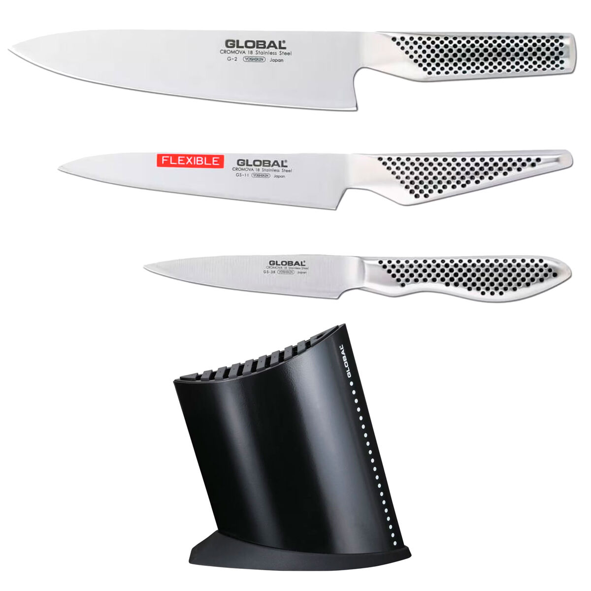 Knivsæt 3 dele + knivblok