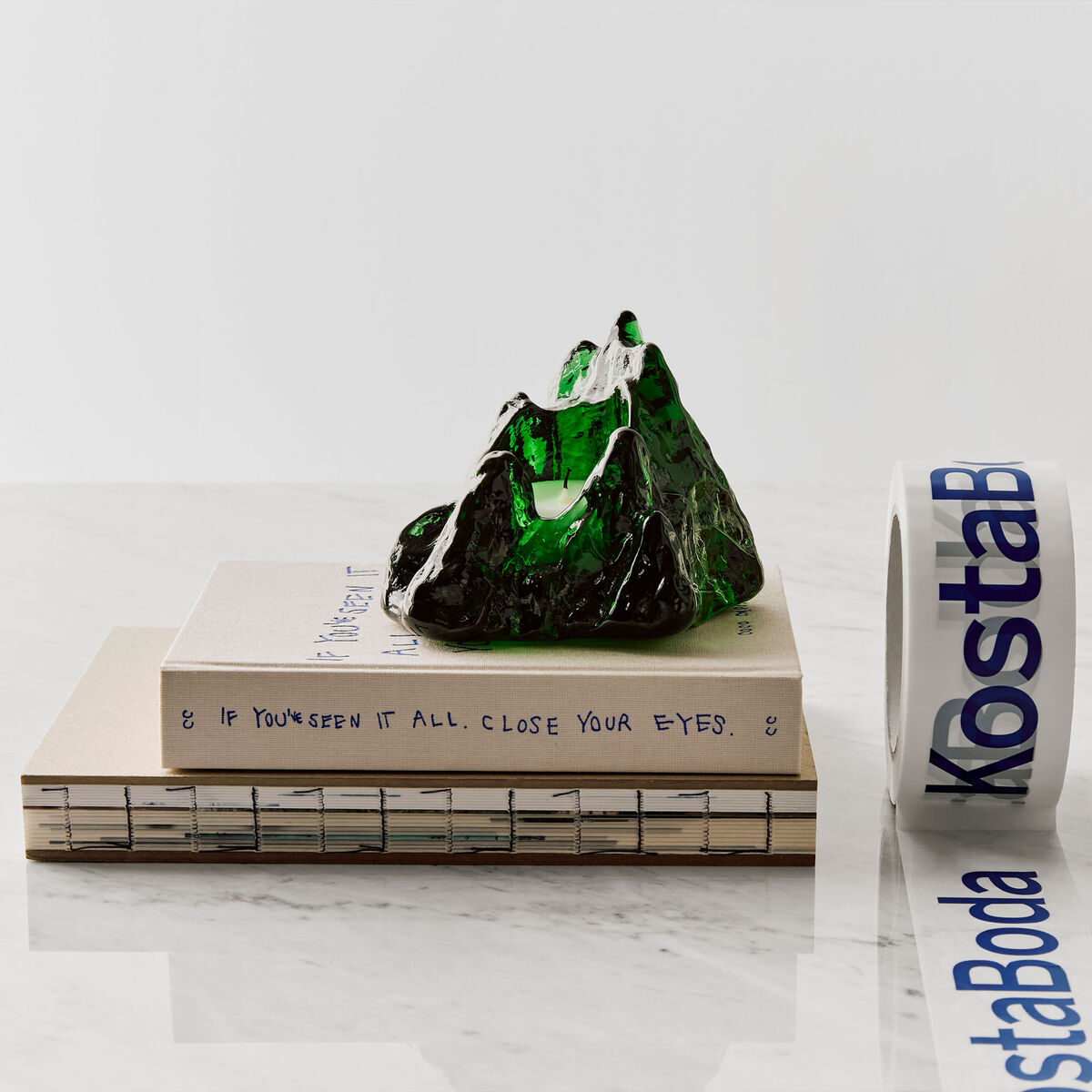 Kosta Boda The Rock lyslykt 91 mm, smaragdgrønn