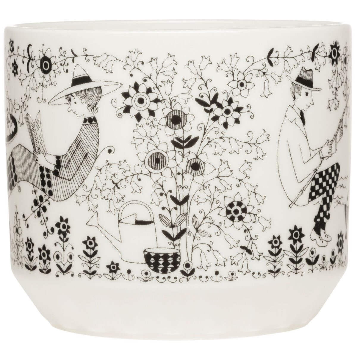 Emilia krukke 12 x 14 cm, svart/hvit