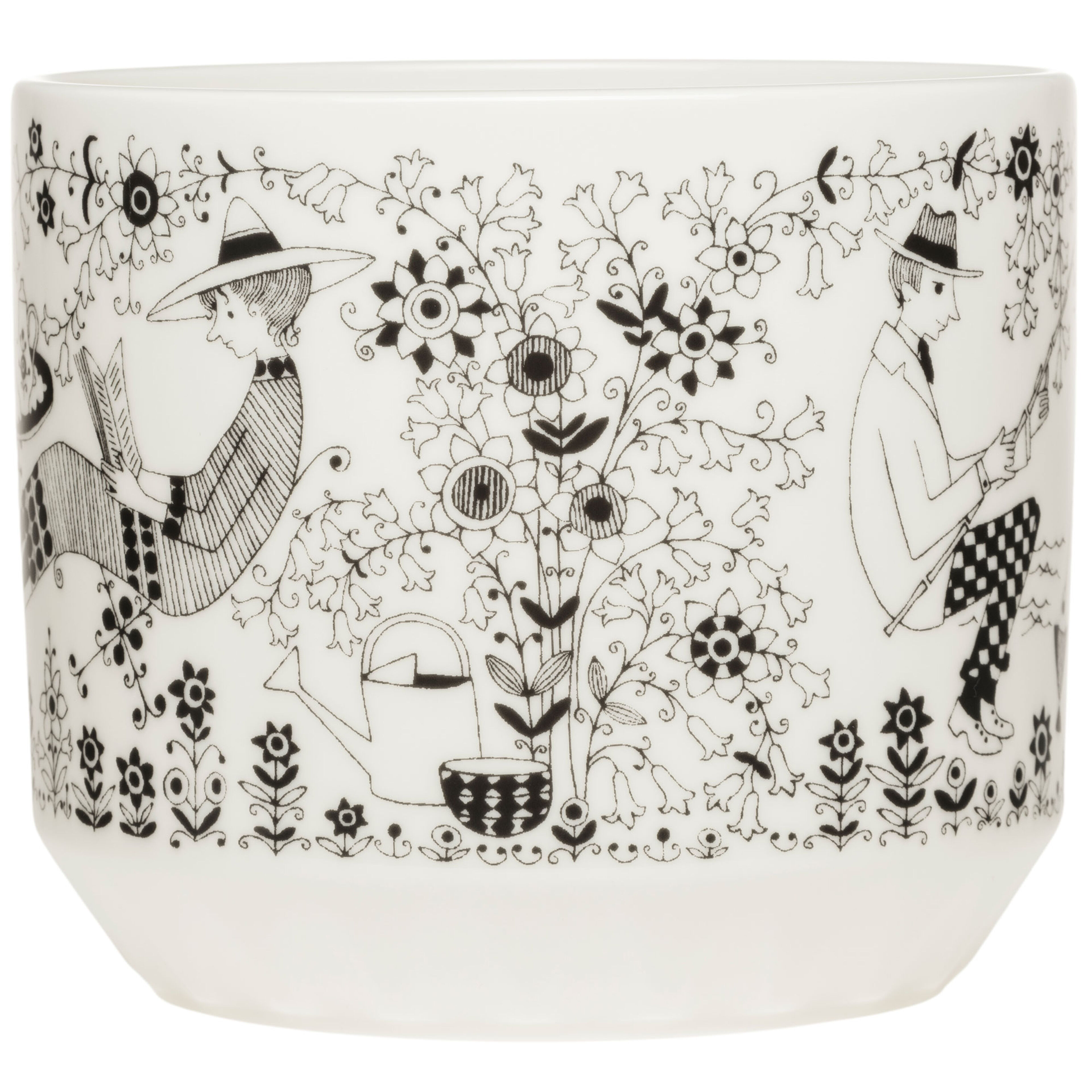 Arabia Emilia Kruka 12x14cm, svart/vit