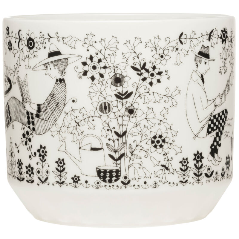 Arabia Emilia Kruka 12x14cm, svart/vit