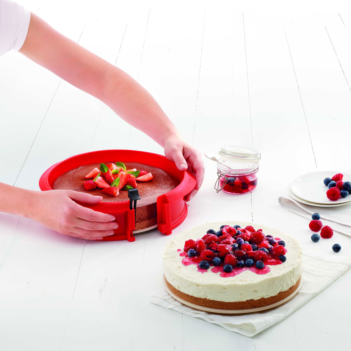 Springform med fat 23 cm, rød