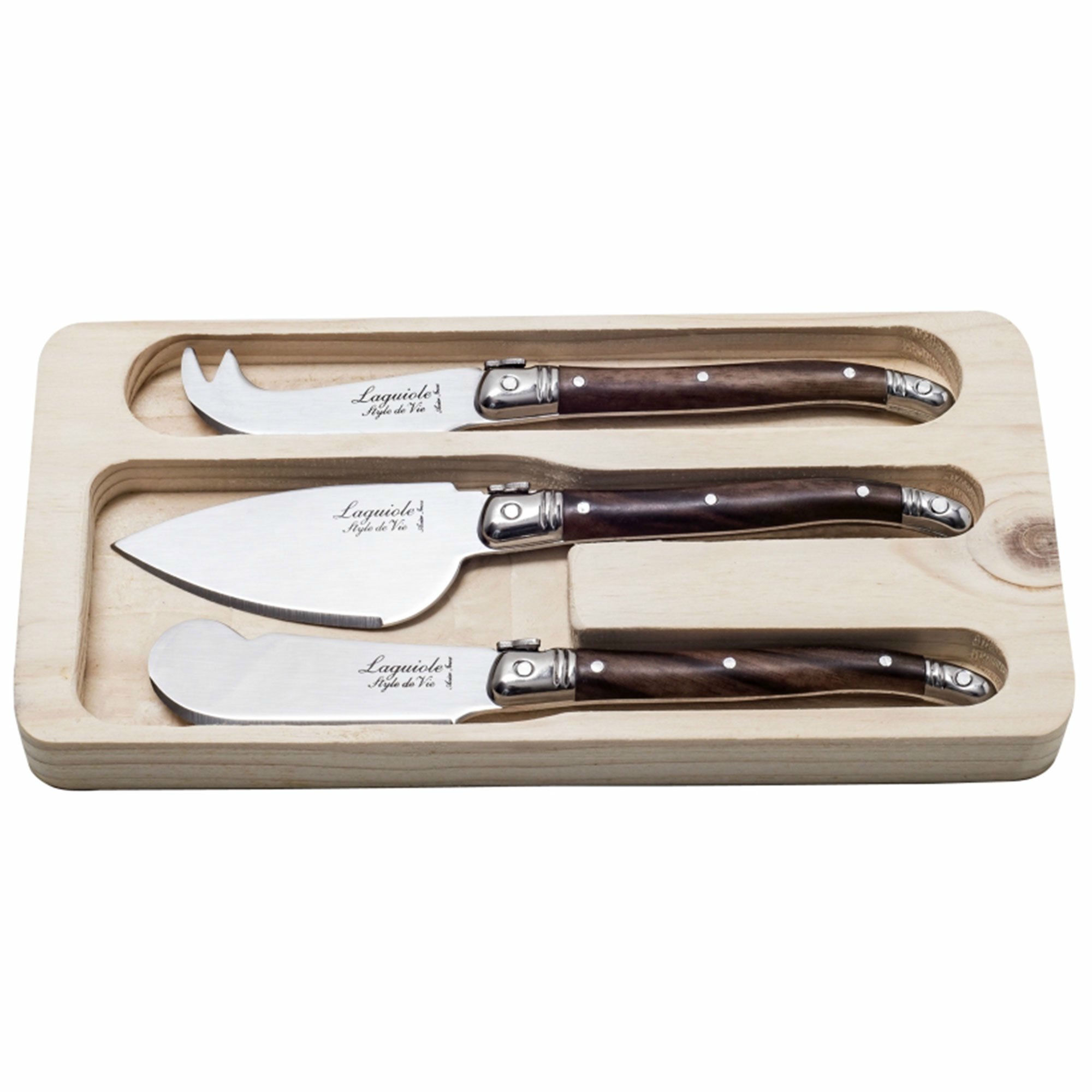 Laguiole Ostknive 3 st, brun