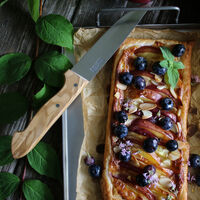 Pöytäveitsi, ruostumaton teräs/oliivipuu, 4 kpl