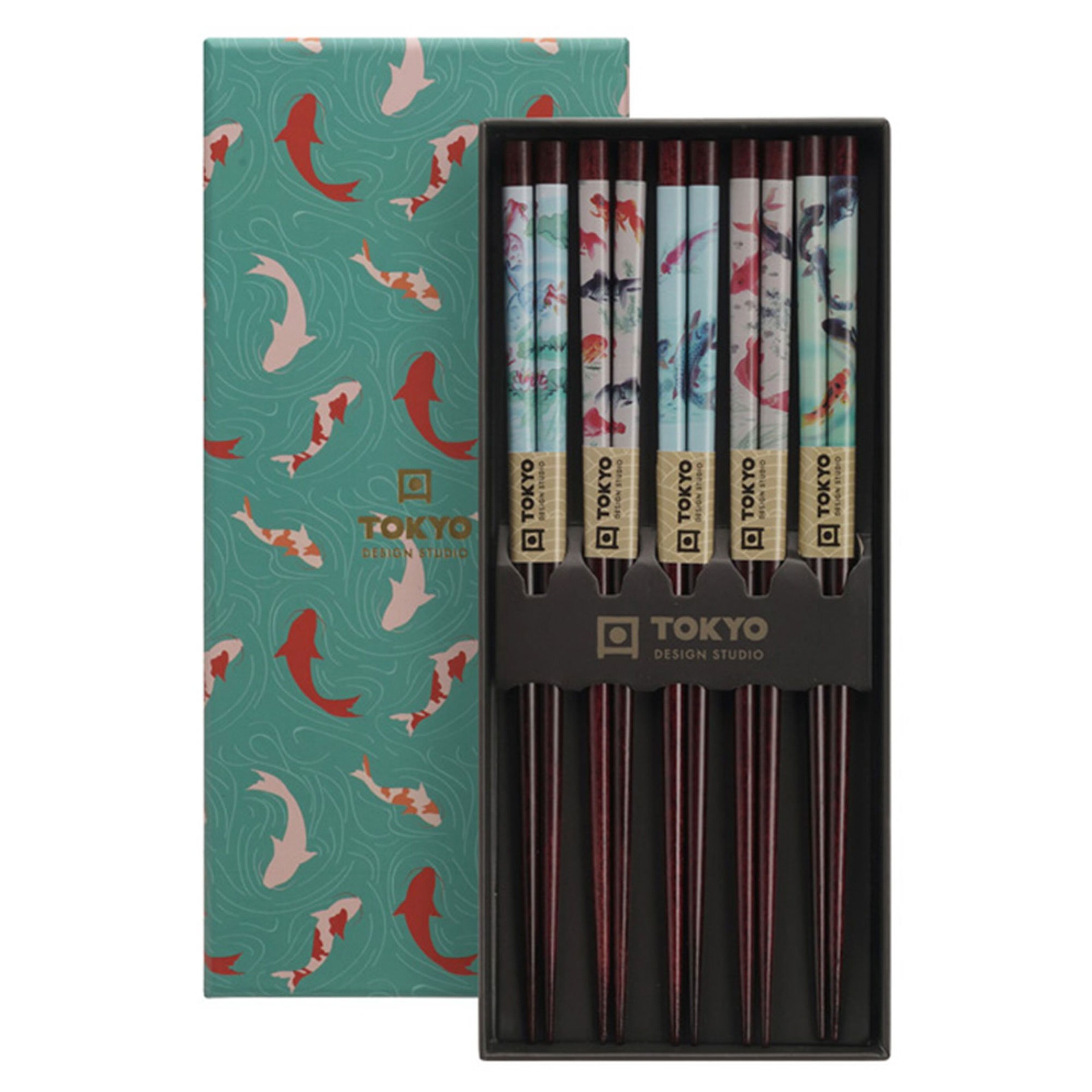 Ätpinnar gåvoset 5 par, goldfish