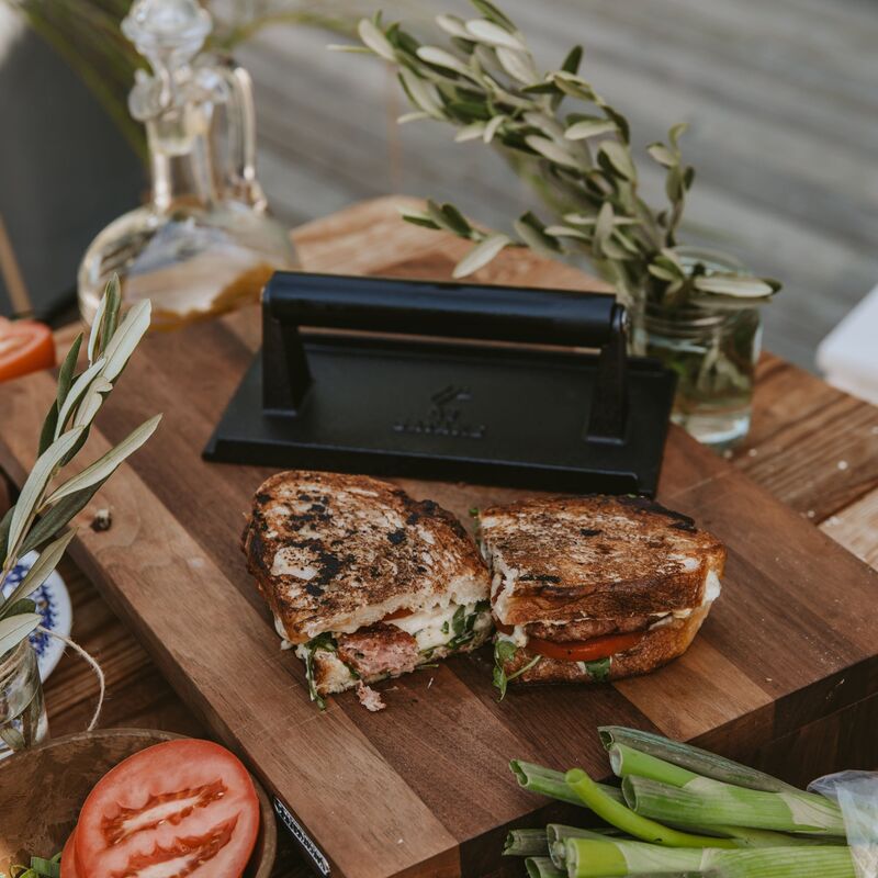 Grillpress gjutjärn, trähandtag