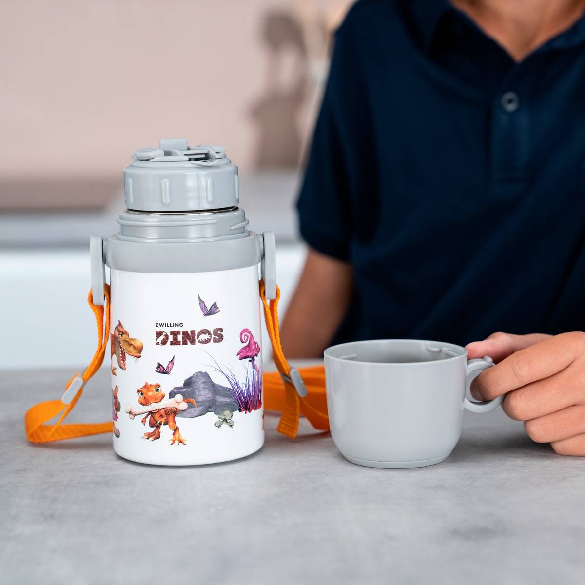 Termo termosflaske, 380 ml, hvit og grå