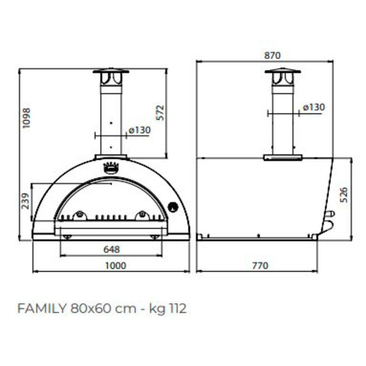 Family Vedeldad Pizzaugn 80x60 cm. Antracit