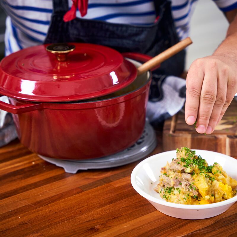 Støbejernsgryde 5 liter, rød