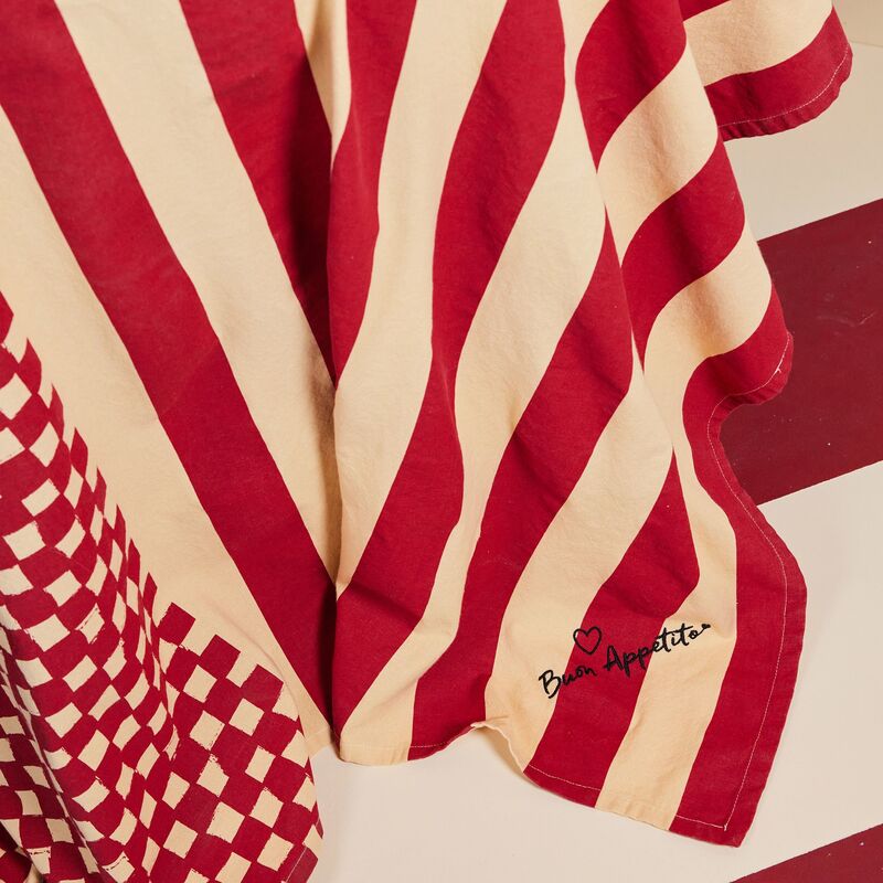 Love bordsduk 150x280 cm, röd/sand