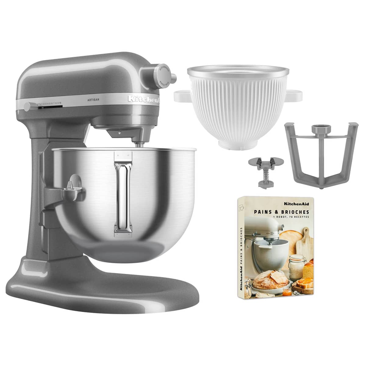 Artisan 5KSM70SHXE köksmaskin 6,6 liter + 5KSMICM Ice Cream Maker, medallion silver