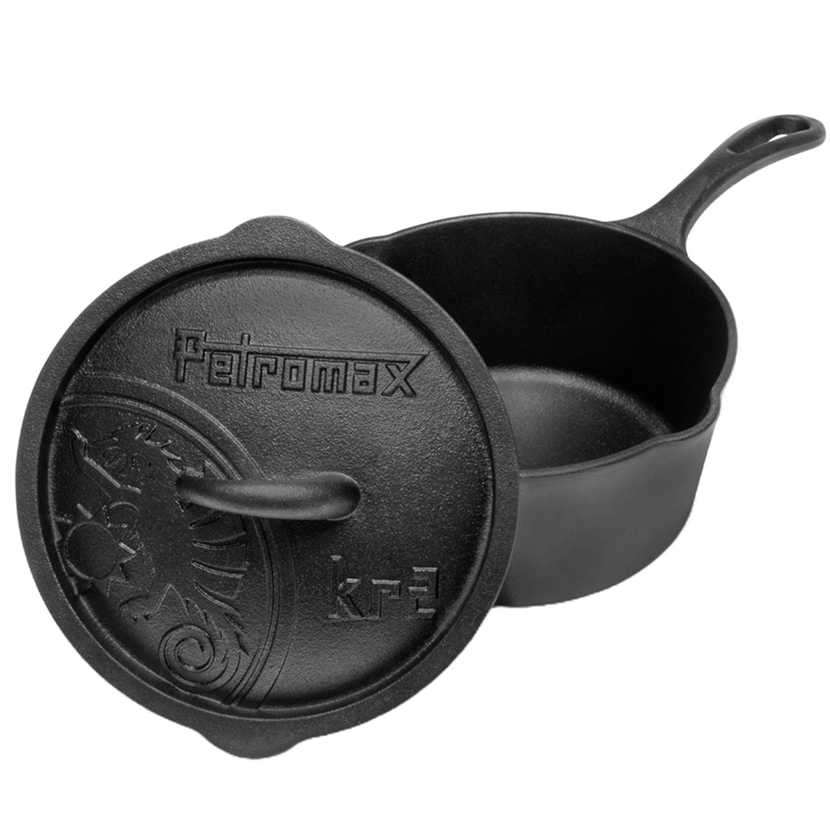 Gjutjärnskastrull med lock 2 liter