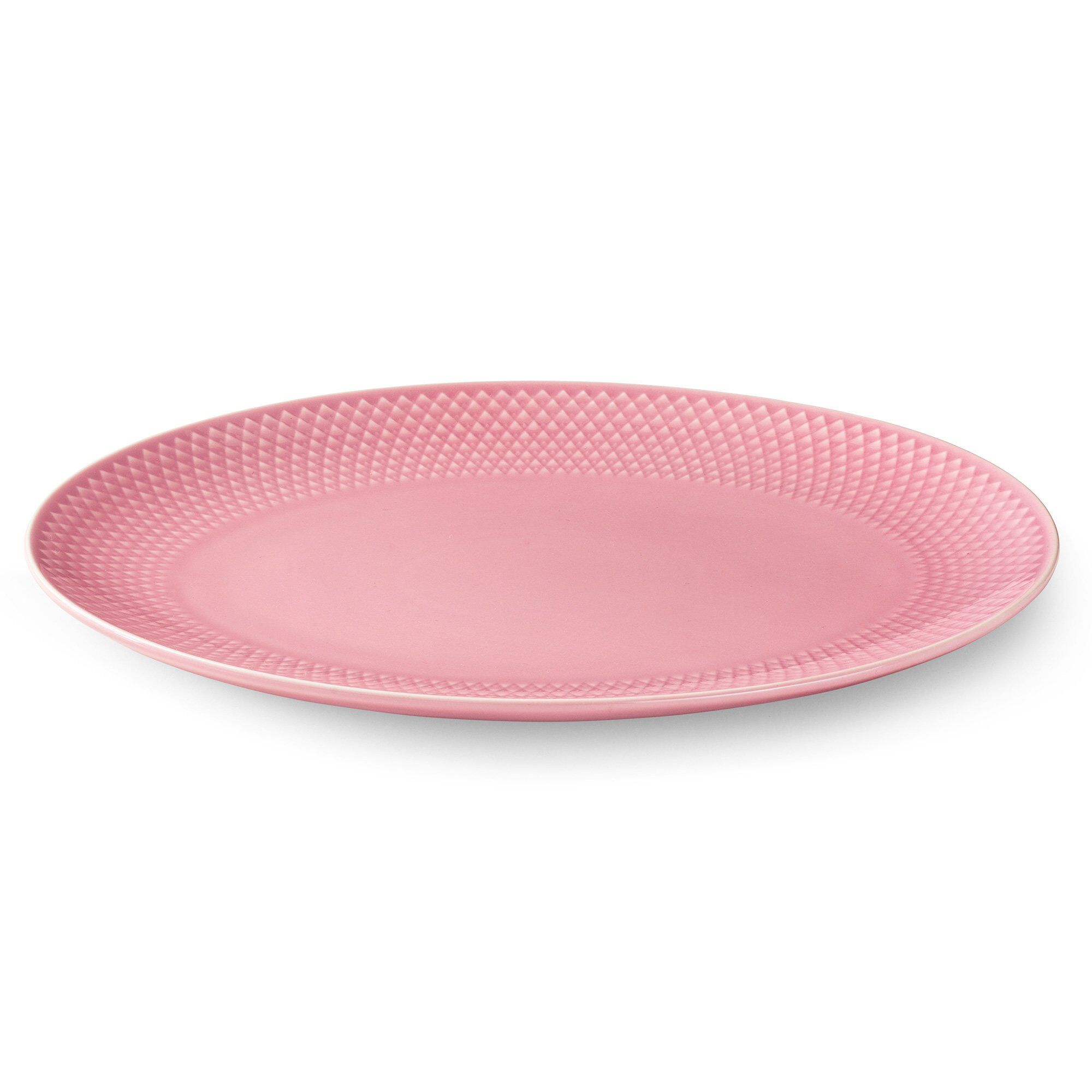 Lyngby Porcelæn Rhombe ovalt serveringsfat 21,5 x 28,5 cm Rosa