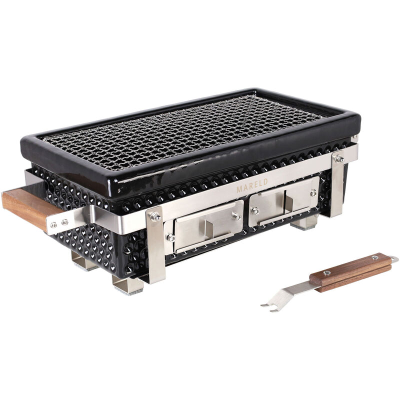 Premium hibachigrill, sort/valnød