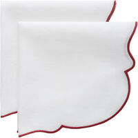 Gia servett 2-pack, vit/vinröd