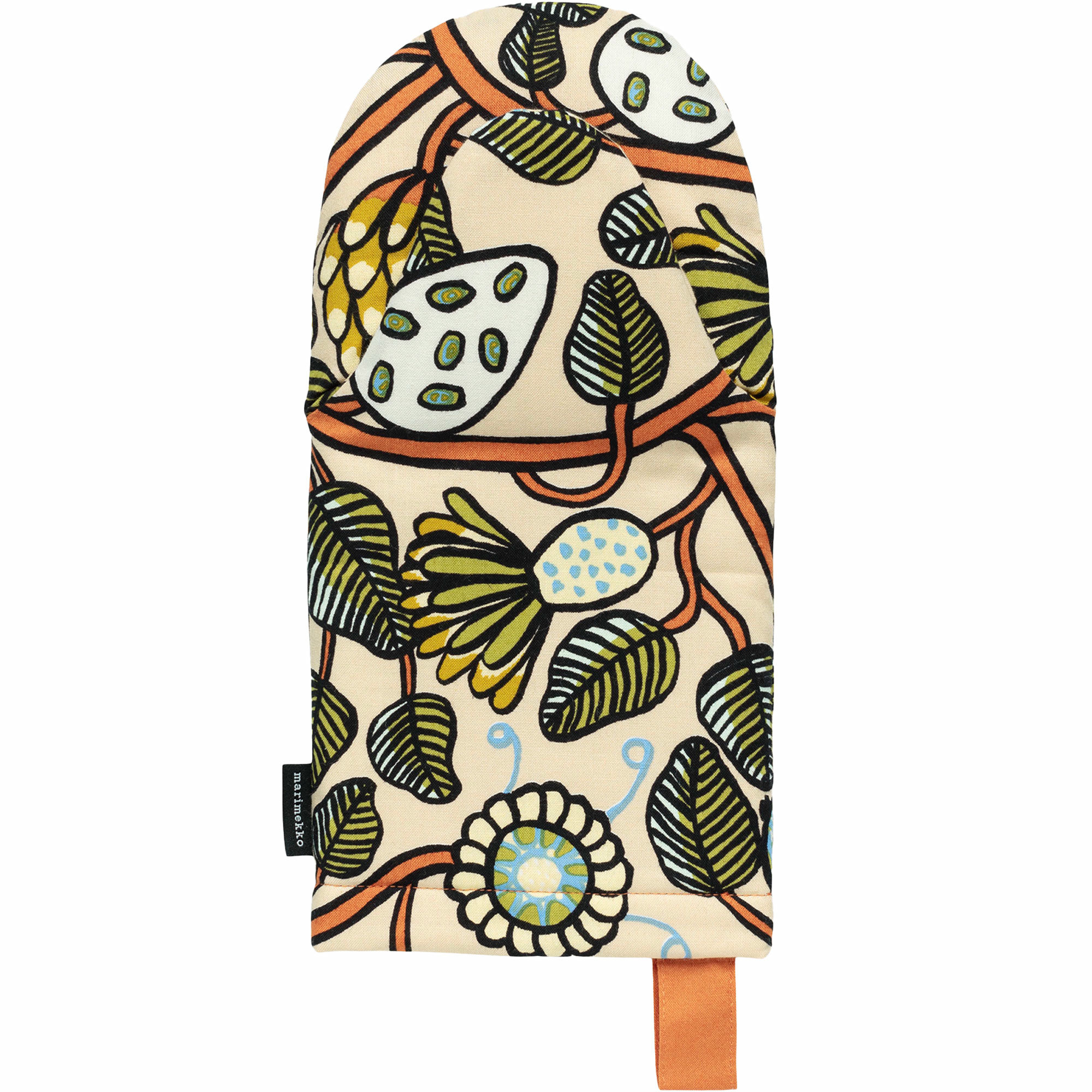 product-Marimekko Pieni Tiara grydehandske, sand/grøn/orange