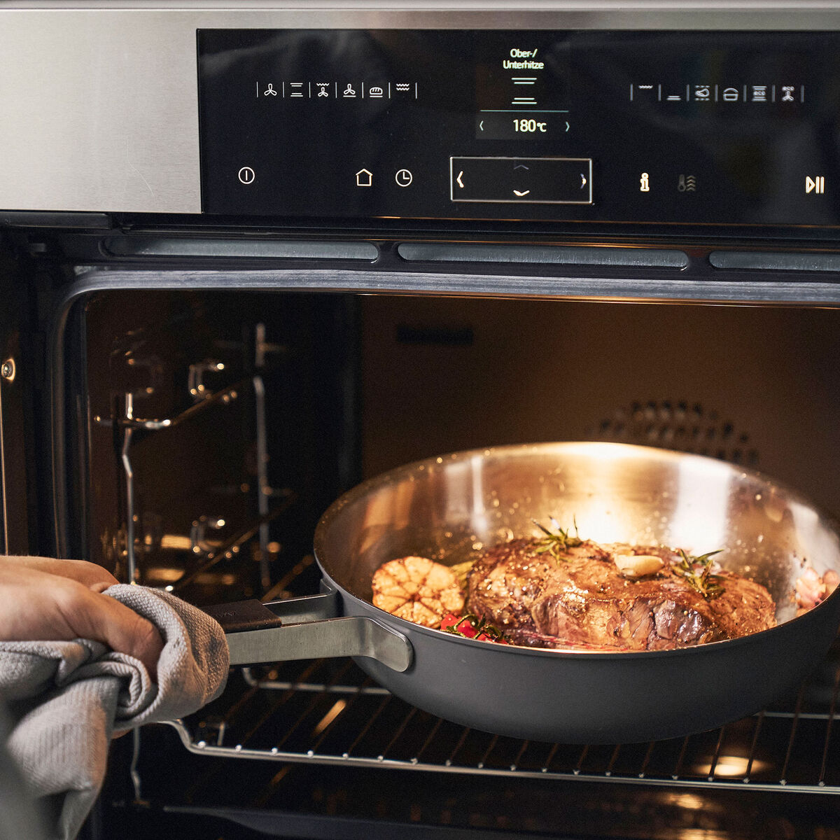 Pure stekepanne 24 cm, rustfritt stål, grå