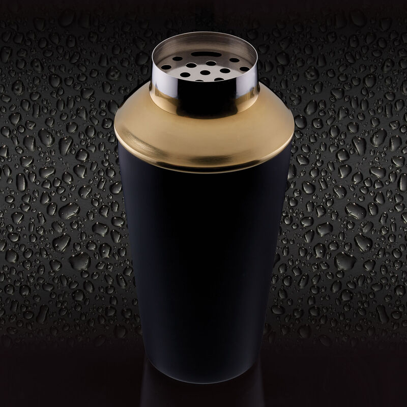 BarCraft Cocktailsett 3 deler Svart Matt/Messingfarget Stål