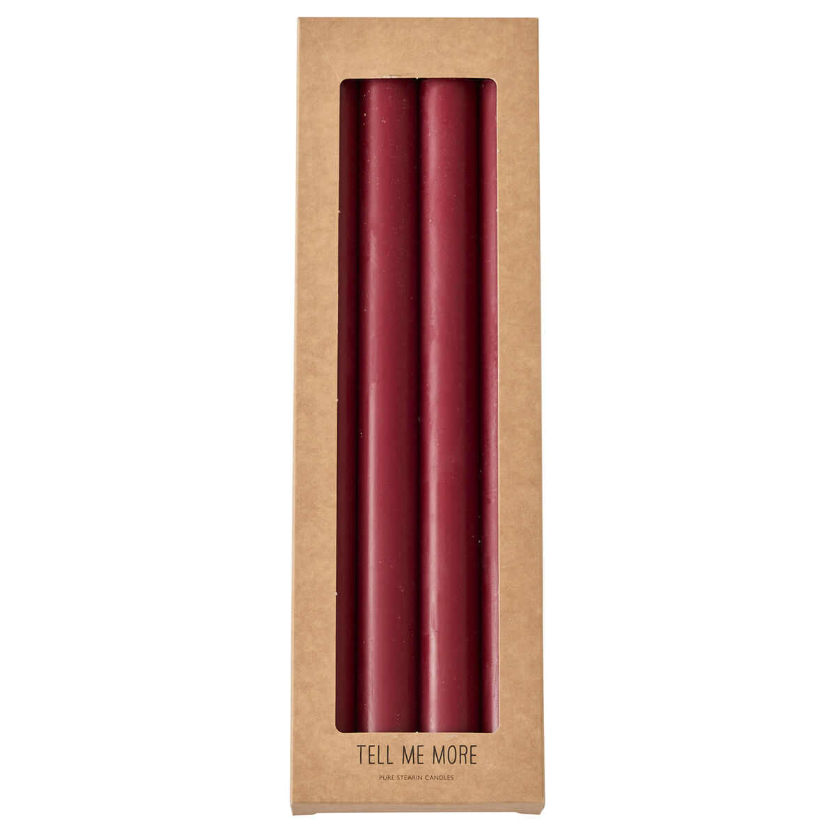 Stearinlys 4-pakning, mørkerød