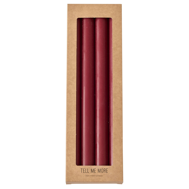 Steariinikynttilä 4-pack, tummanpunainen