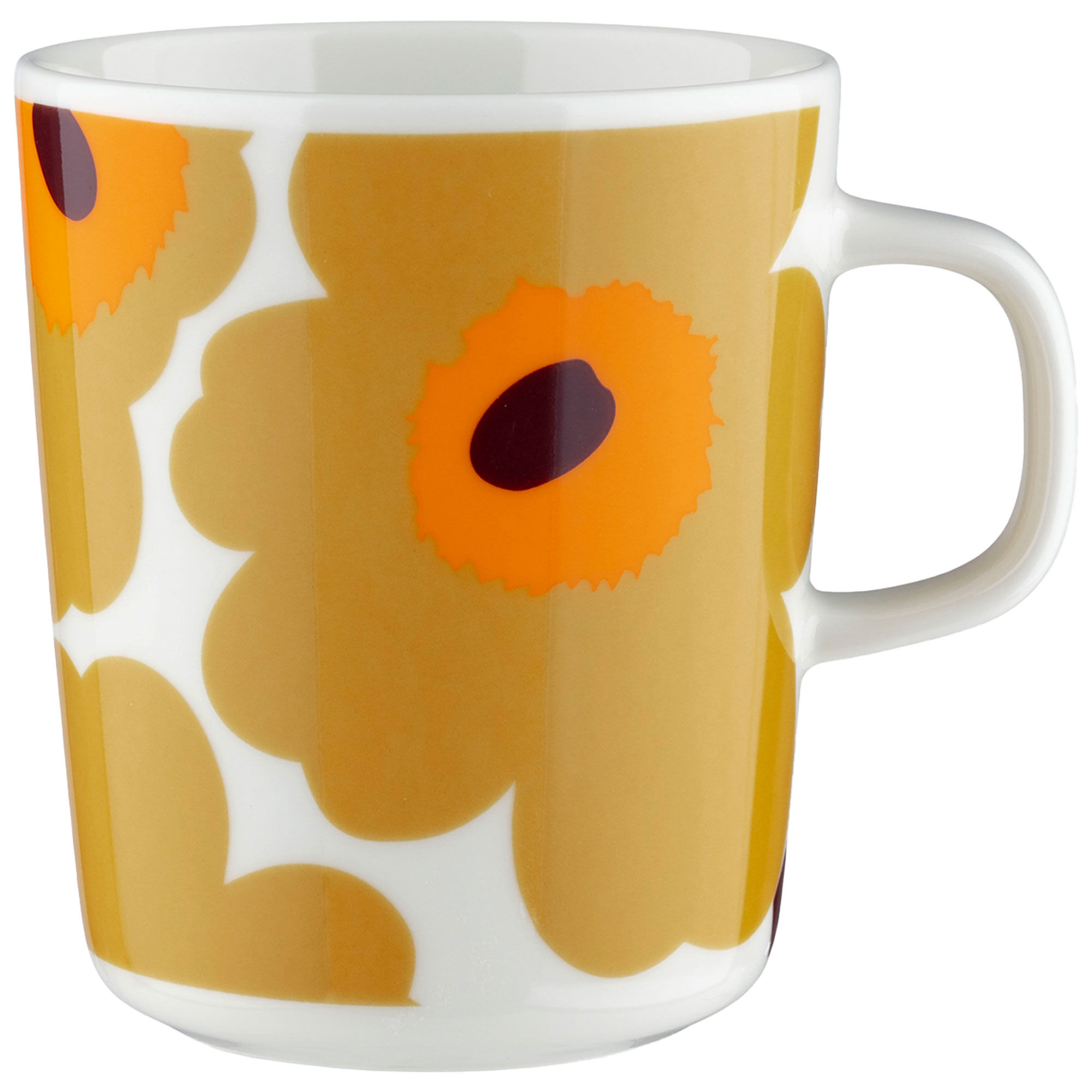 Marimekko Unikko mugg 2,5 dl, vit/karamell/orange