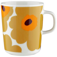 Marimekko Unikko mugg 2,5 dl, vit/karamell/orange