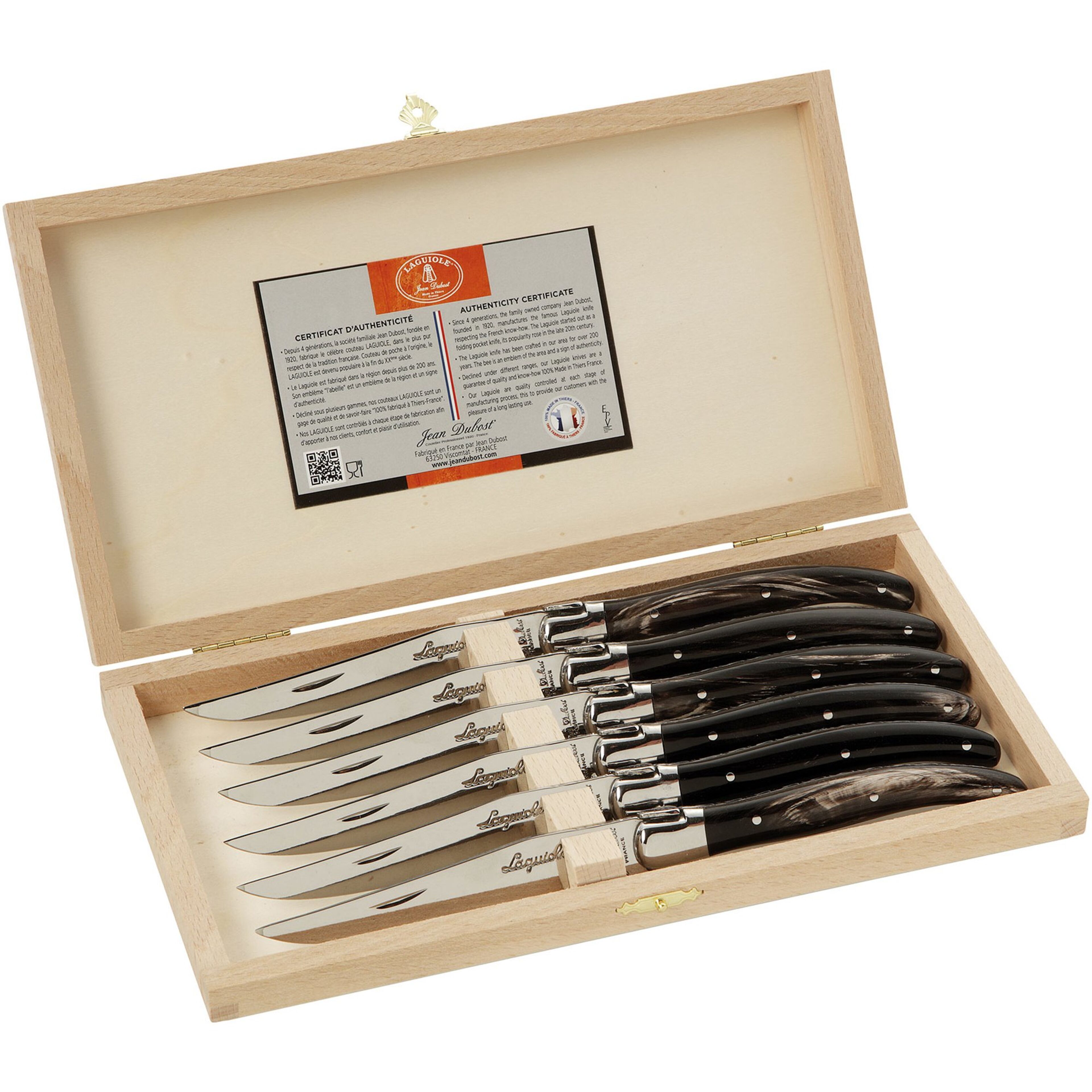 Laguiole stekkniv, 6 st, horn