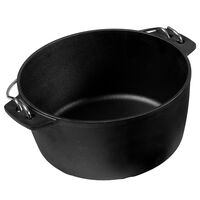 Støpejernssett, stekepanne + gryte + lokk