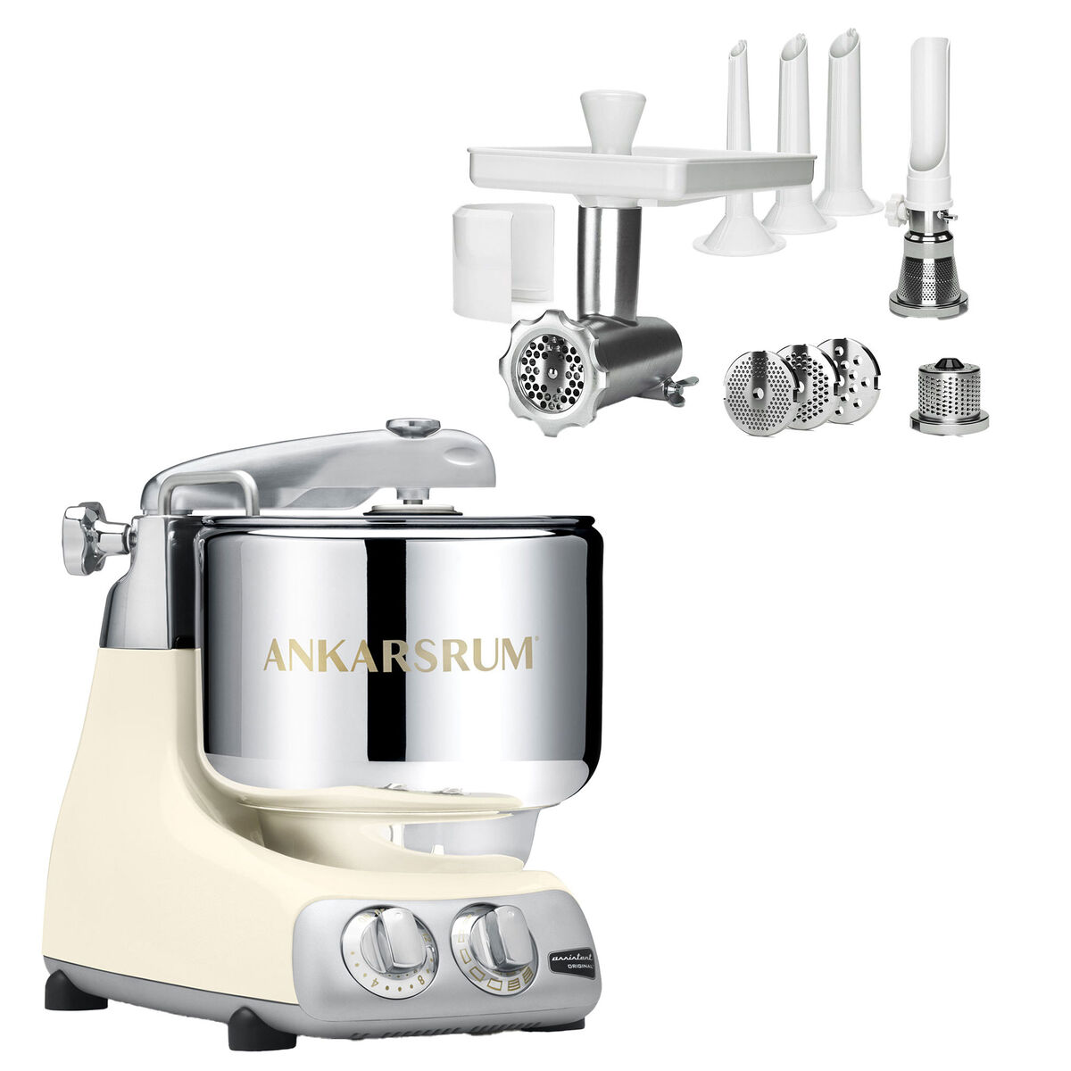 Assistent AKM 6230 røremaskine + komplet kødhakker, lys creme