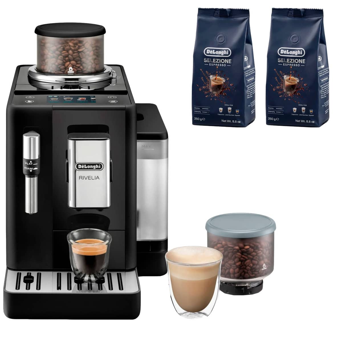 Delonghi Rivelia Automatisk kaffemaskin & 2 stk kaffebønner DLSC600