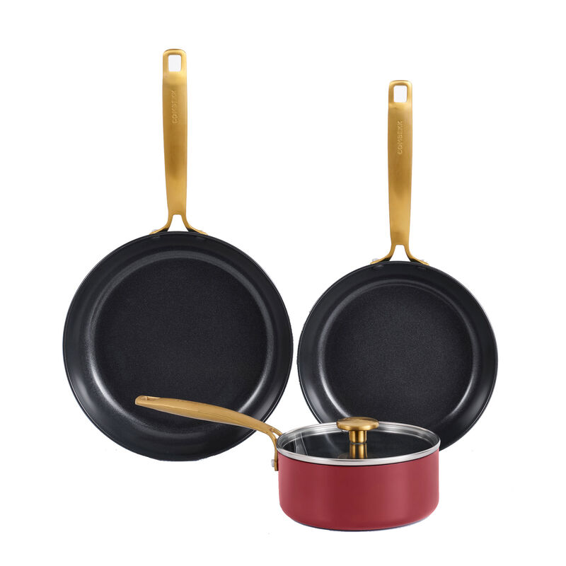 Combekk Stegepande- og kasserollesæt 4 dele, bordeaux