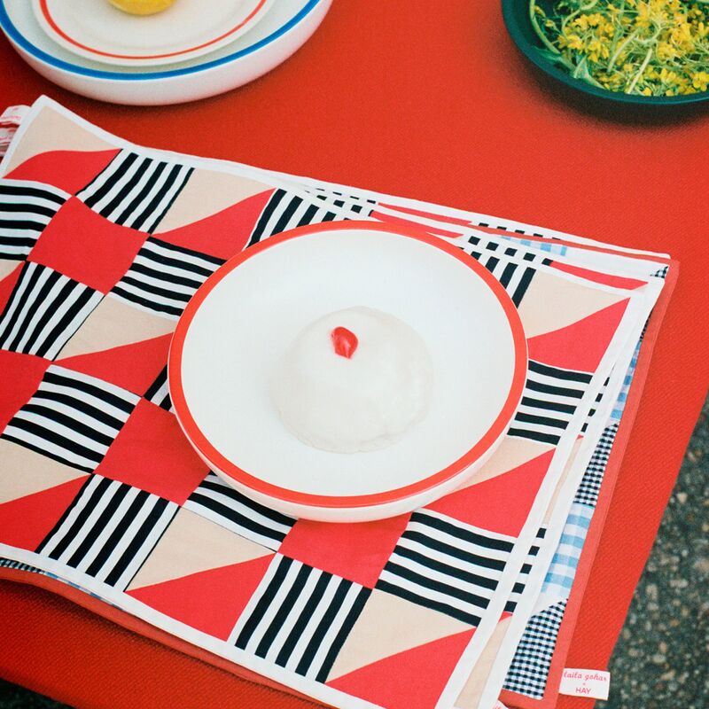 bordstablett, stripe red