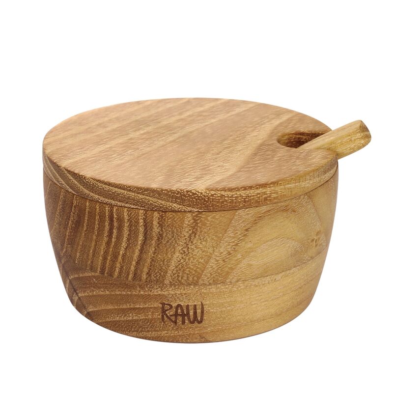 RAW saltskål med lokk og skje, teak