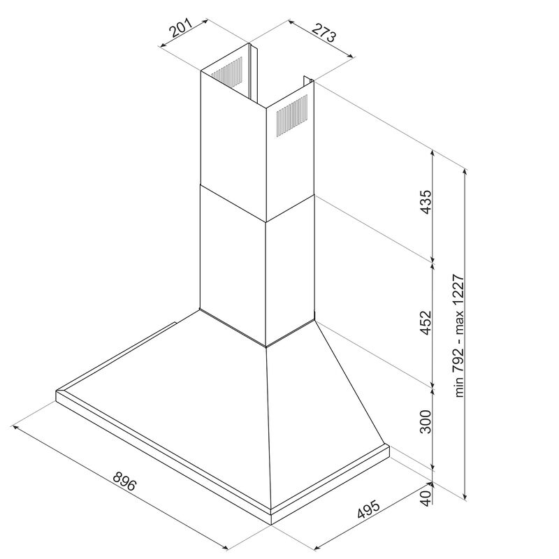 Classic induktioliesi liesituulettimella 90 cm, mattamusta