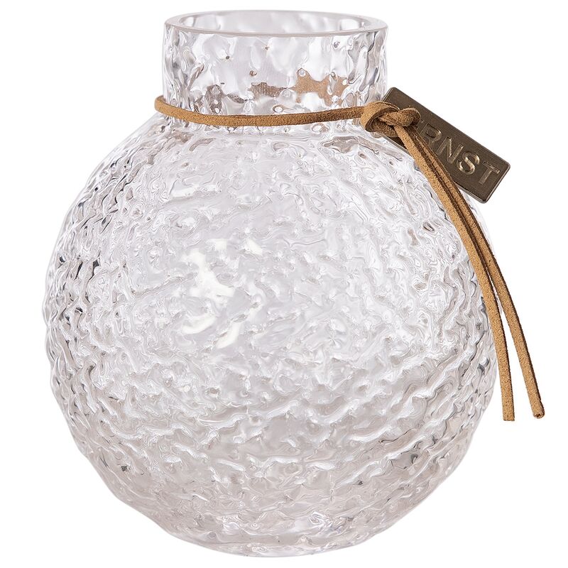 Pyöreä lasimaljakko, jossa kuvioitu rakenne, 10 cm