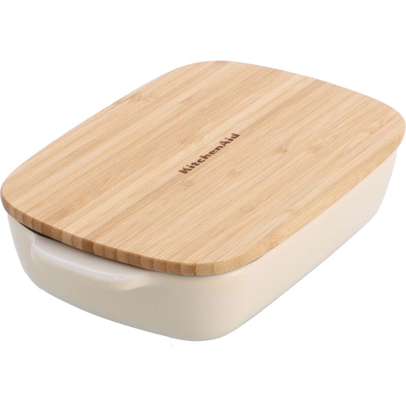 Ugnsform med lock 26x15,5x6,5 cm, creme