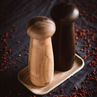 Raw kværnsæt + bakke, teak/mørkt træ