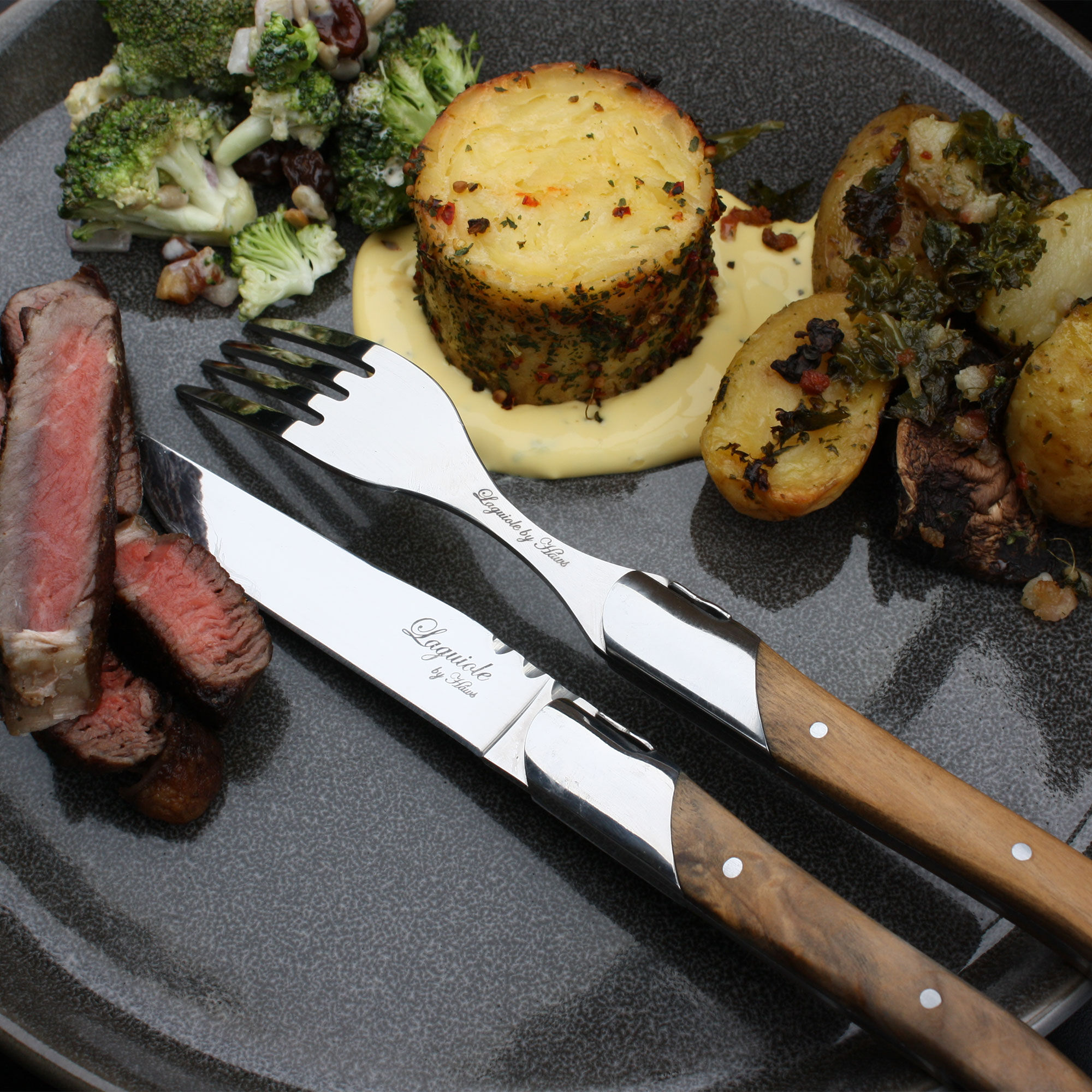 Steakknivsæt i gaveæske 6 dele, oliventræ