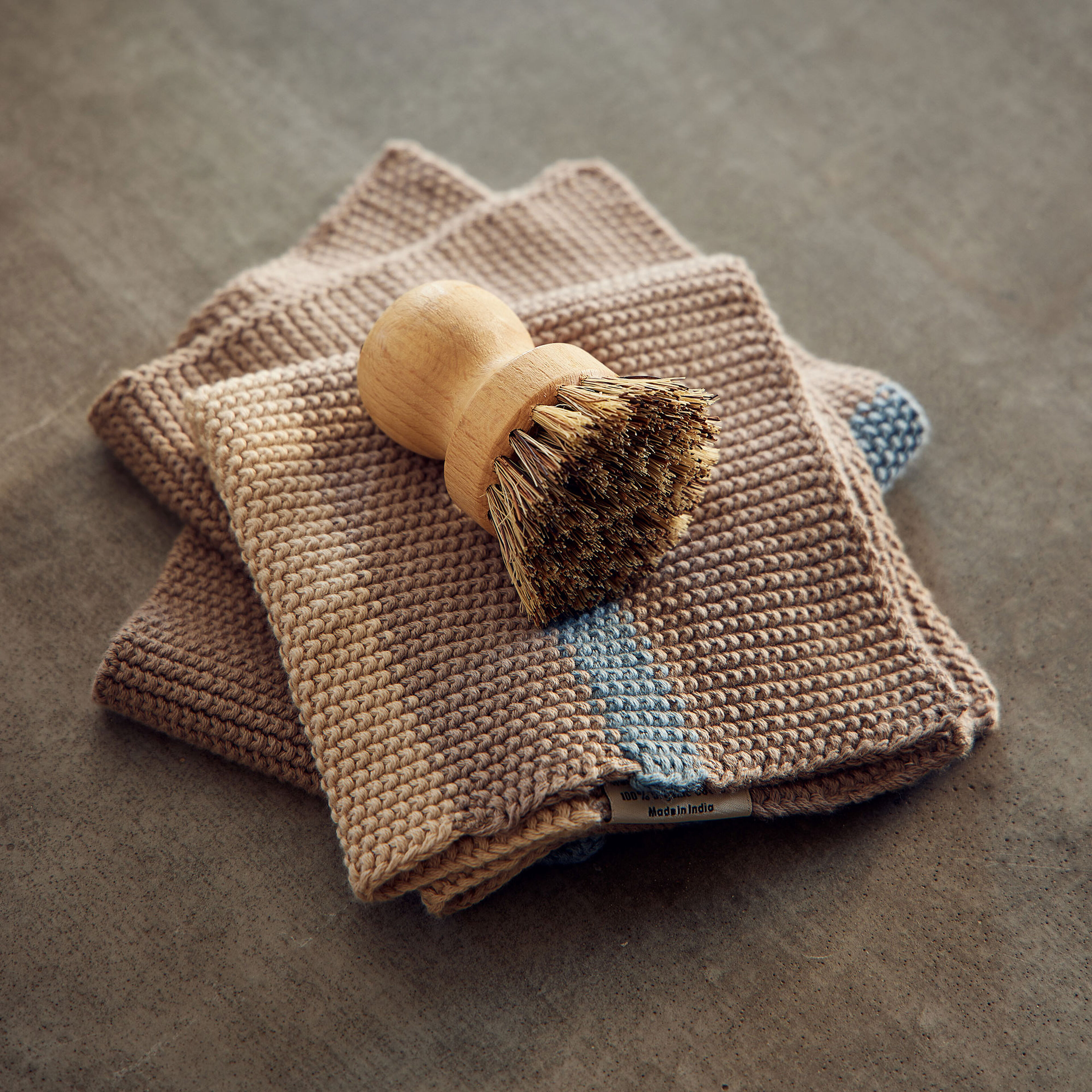 Tiskirätti 27 × 27 cm 2-pakkaus, beige/sininen