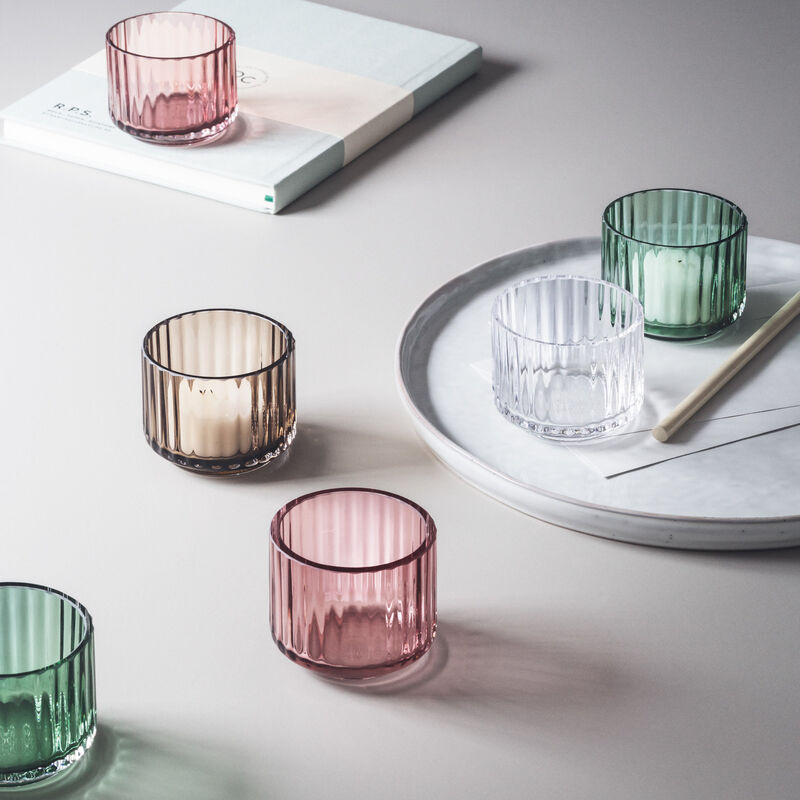 Lysestake, glass liten, burgundy