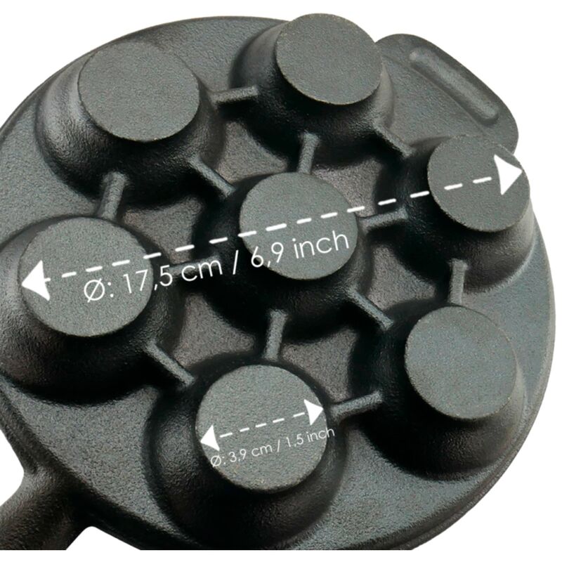 Æbleskivepande af støbejern 21 cm