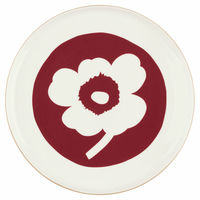 Unikko tallerken Ø25, hvid/cherry/brun