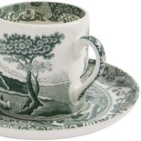 Heritage Green Italian -espressokuppi + aluslautanen 9 cl, vihreä/valkoinen