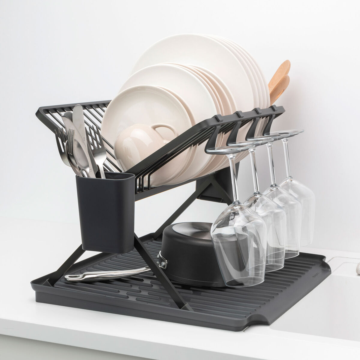 SinkSide hopfällbart diskställ XL, svart