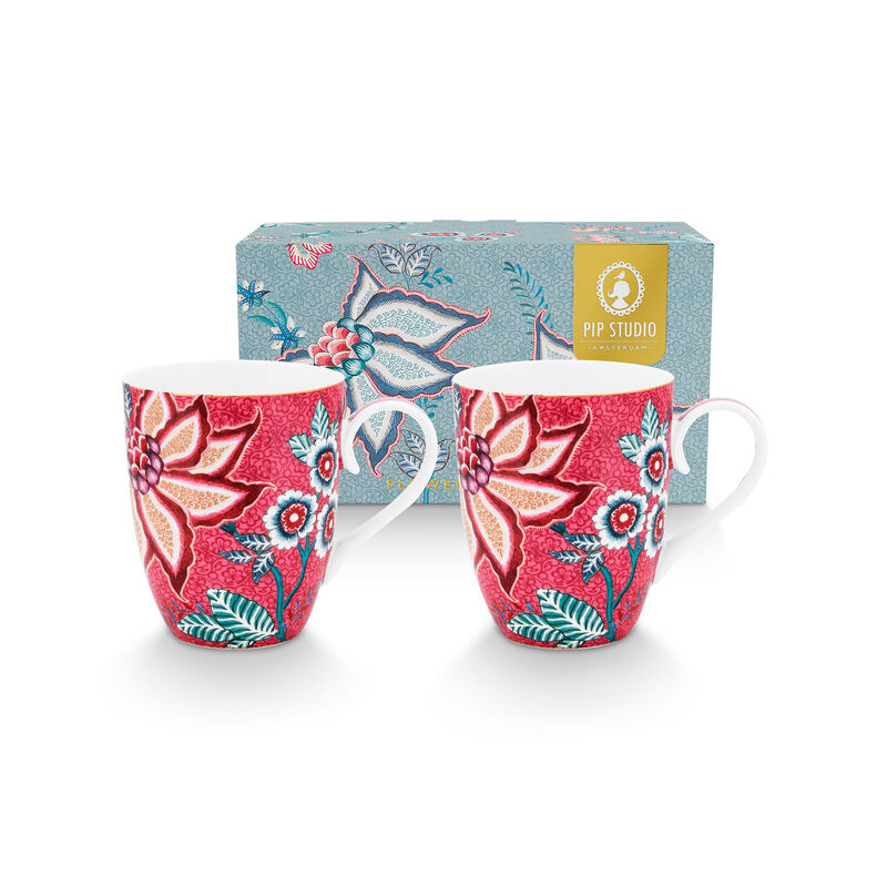 PIP Studio Flower Festival krus 35 cl 2-pakning, rosa