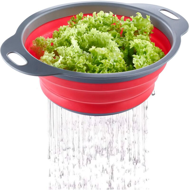 Kokoontaitettava siivilä, 24,7 x 19,8 cm, punainen/harmaa