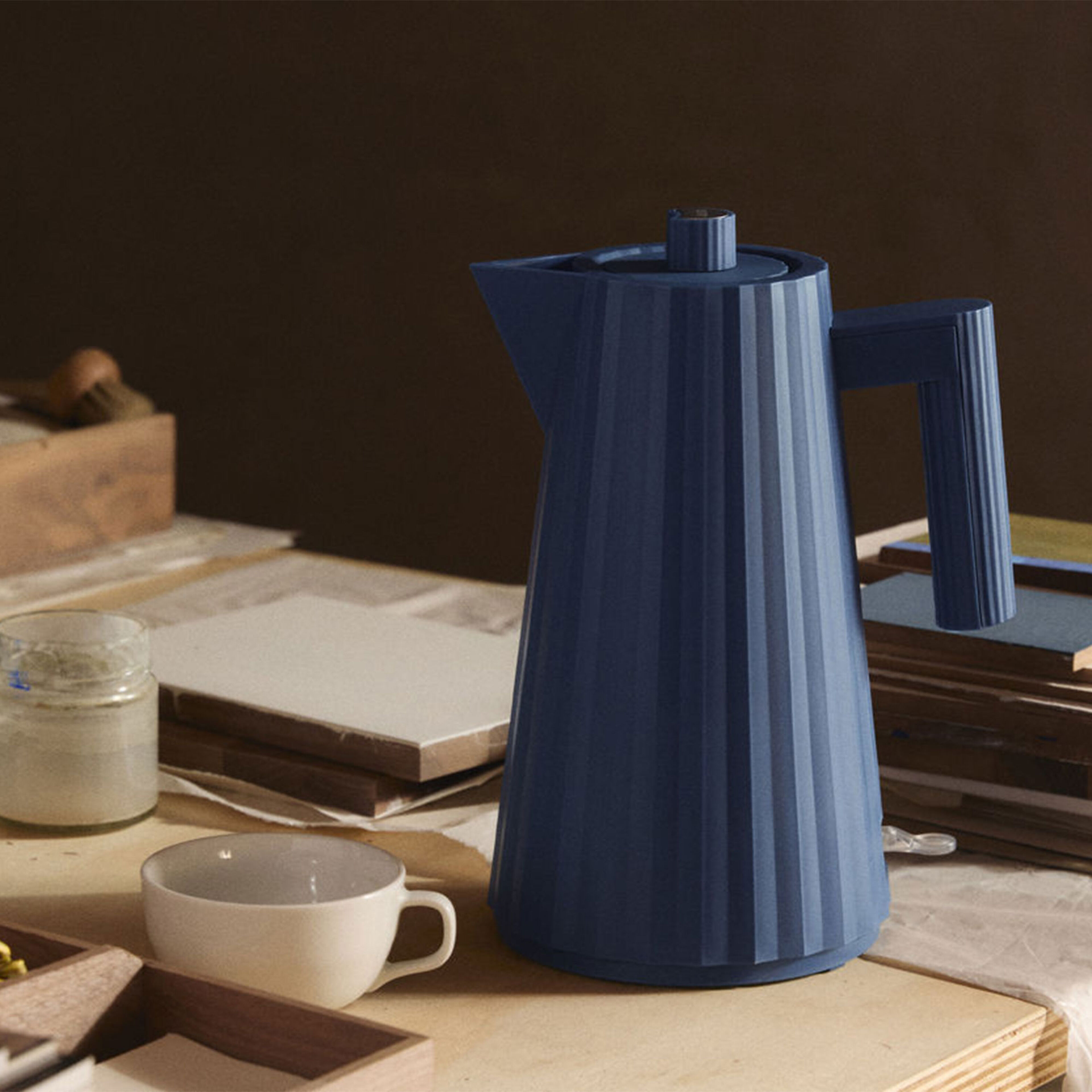 Plissé elkedel 1,7 liter, blå