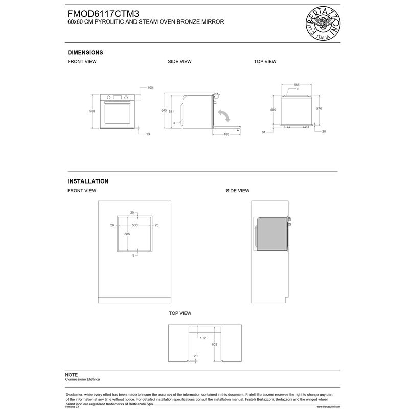 FMOD6117CTM3 Modern dampovn pyrolyse 80 liter, bronze